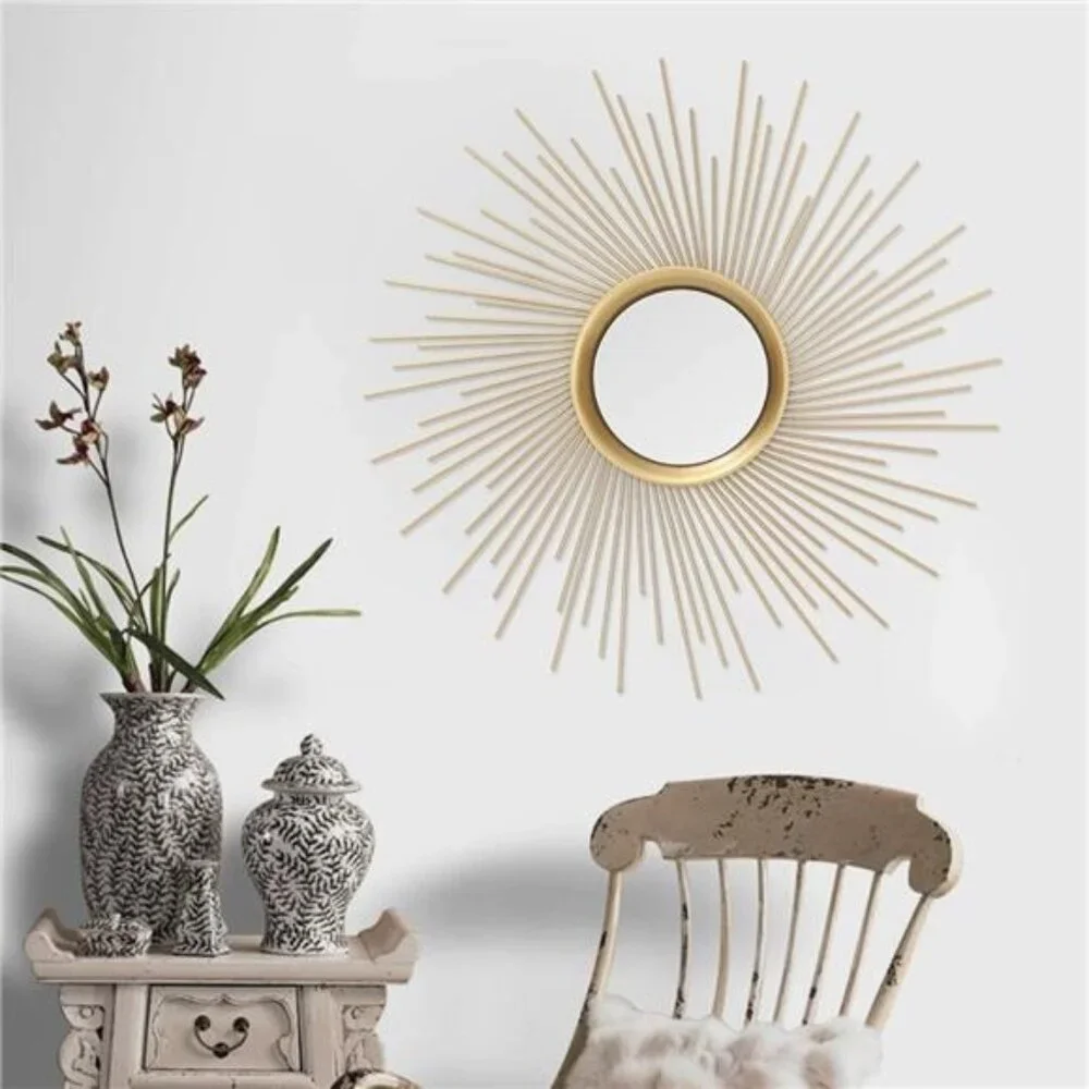NEW West Elm Gold Retro Starburst Mid-Century Modern Hanging Wall Mirror - 25